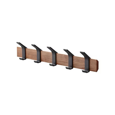 Wall-Mounted Coat Rack - Steel + Wood - Walnut | Target