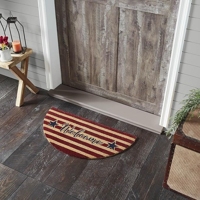 VHC Brands Patriotic Stripes Coir Welcome Rug Half Circle 16.5x33 | Amazon (US)