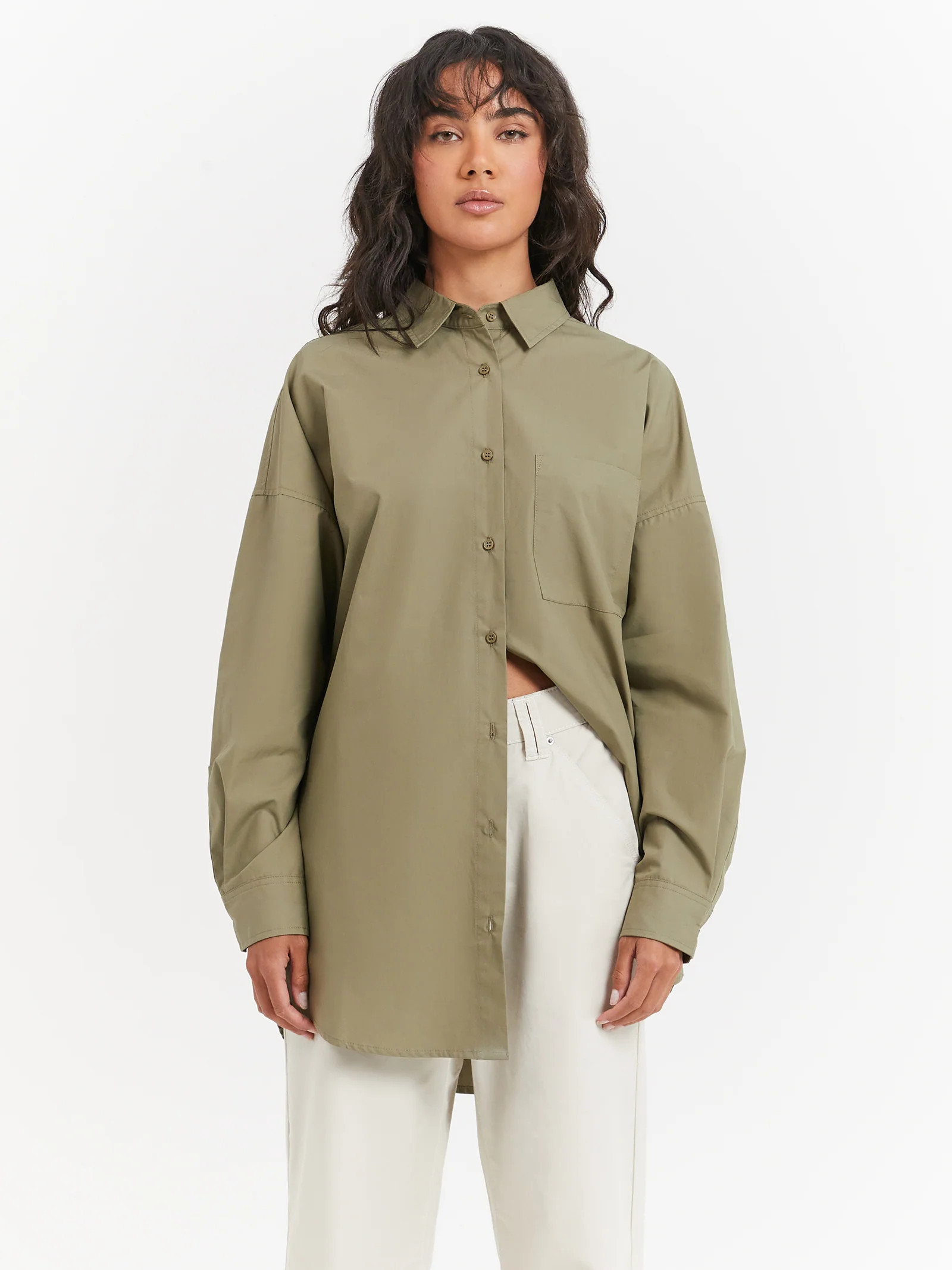 Beyond Her - Anni Oversized Shirt in Khaki | Glue Store (Australia & NZ)