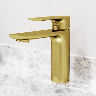 VIGO Davidson Single Handle Single-Hole Bathroom Faucet in Matte Brushed Gold VG01043MG - The Hom... | The Home Depot