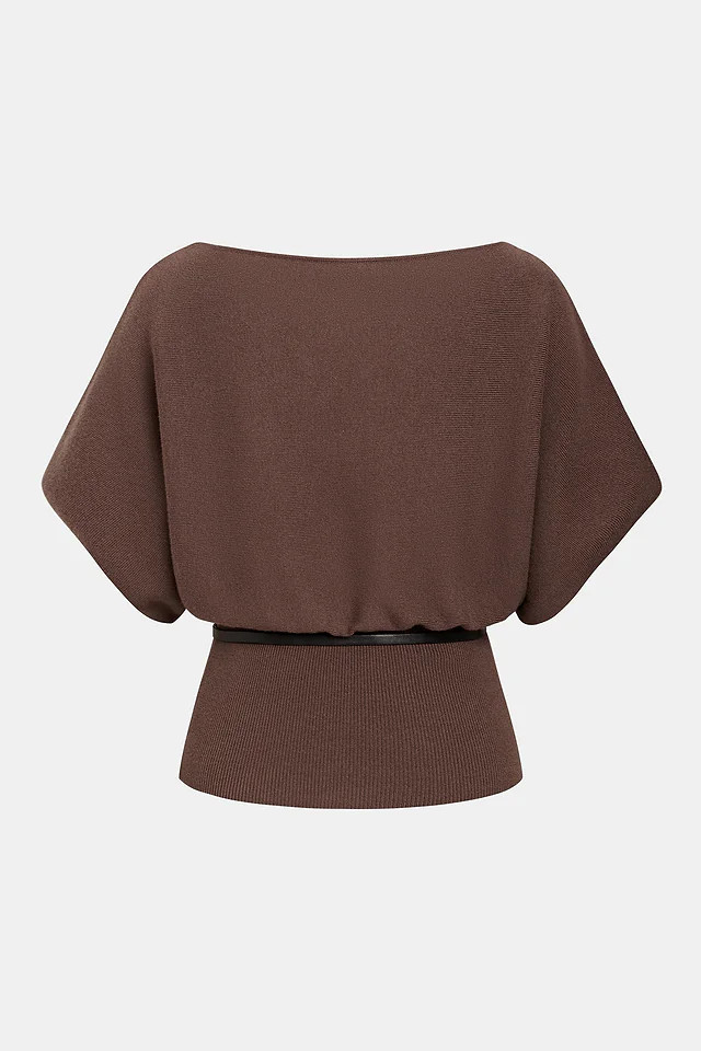 Alpine Retreat Belt Brown Sweater | Cupshe US