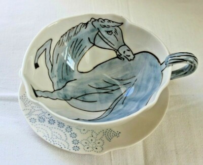 Anthropologie Land and Sea Horse Cup & Saucer | eBay US