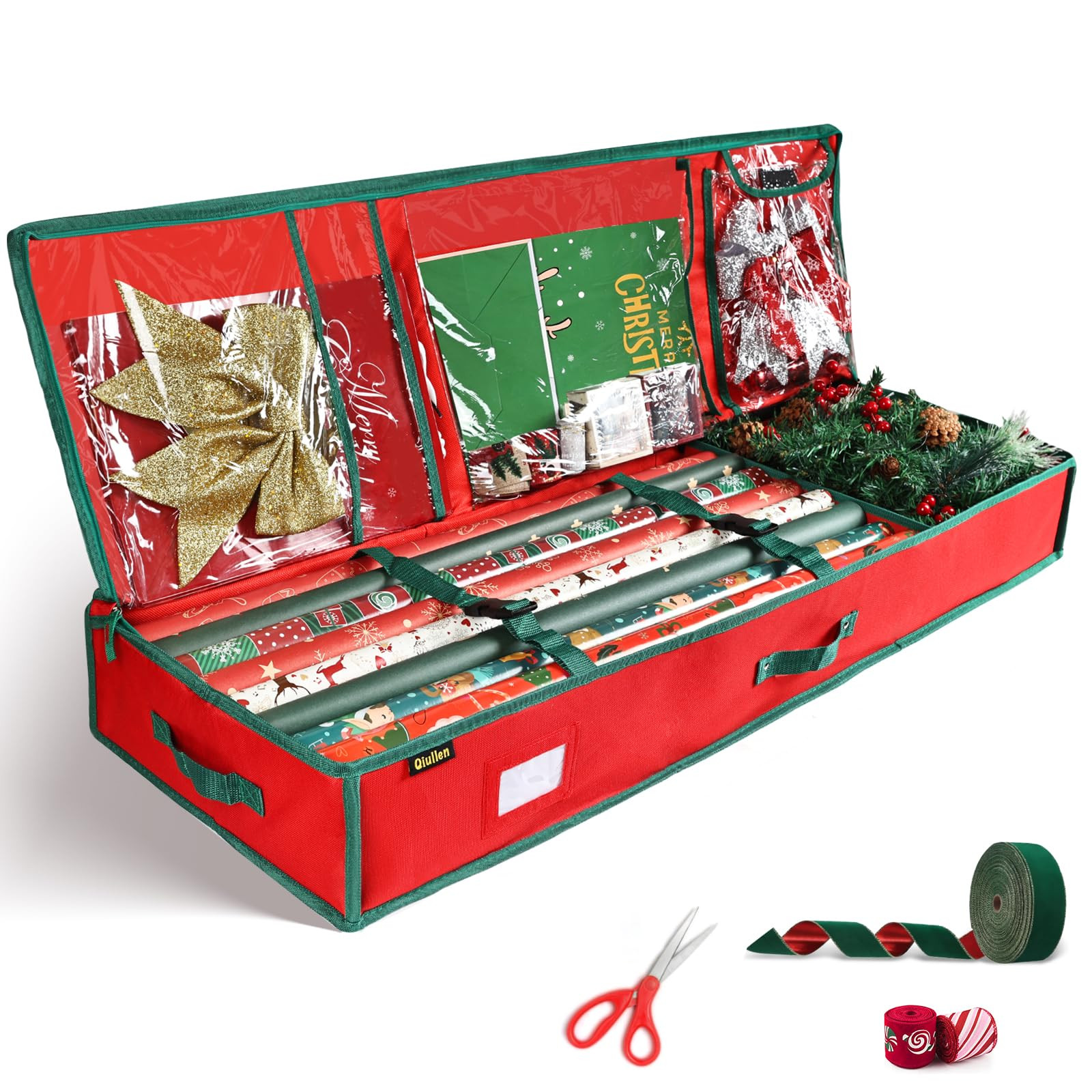 42'' Gift Wrap Organizer Christmas Wrapping Paper Storage Sturdy 600D Oxford Fabric Xmas Accessor... | Amazon (US)