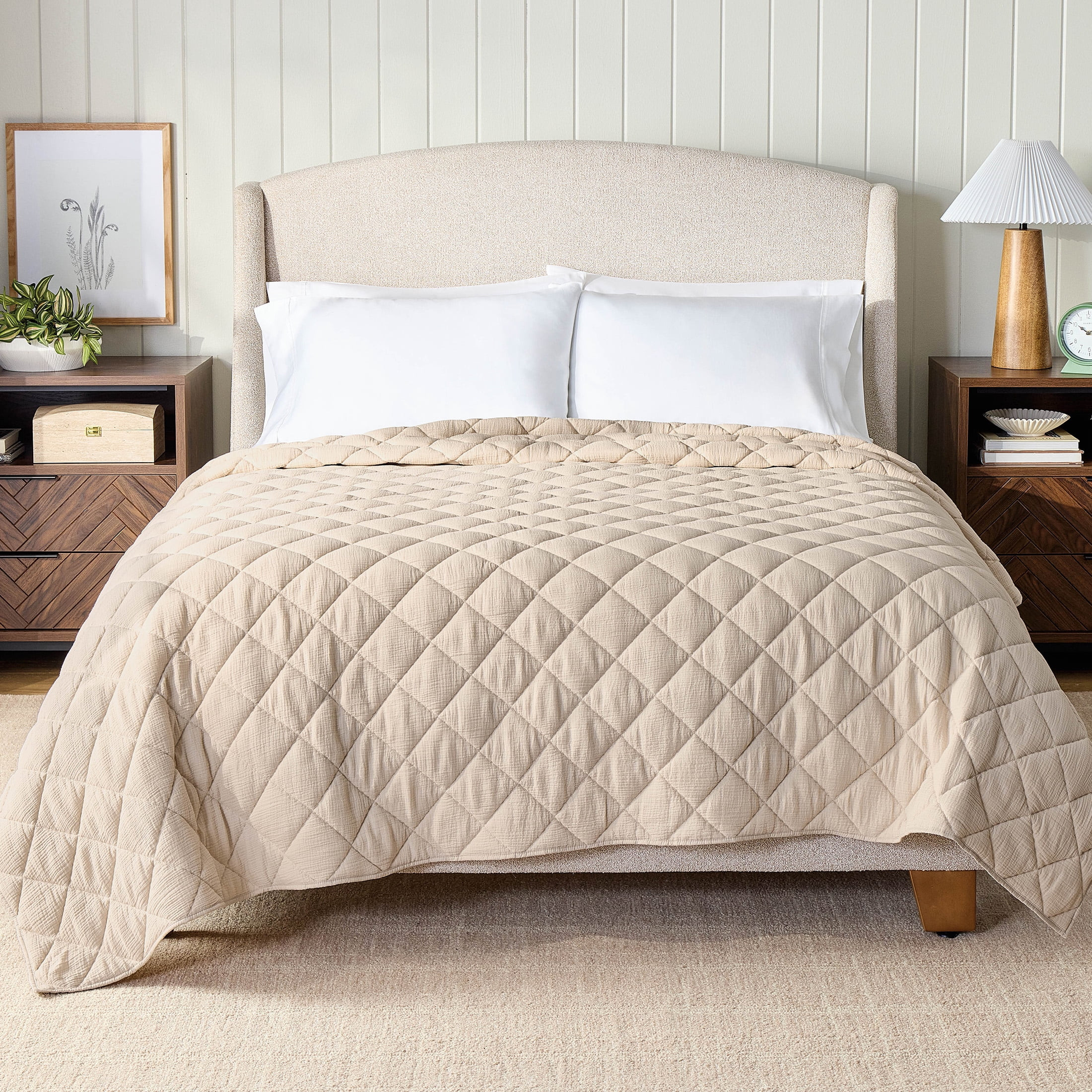 Better Homes & Gardens Diamond Gauze Quilt, Full/Queen, Beige Bedding | Walmart (US)