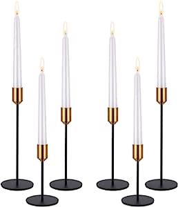 PNAVMG Candle Holders,Set of 6 Candlestick Holders for Taper Candles, Brass Gold Black Modern Dec... | Amazon (US)
