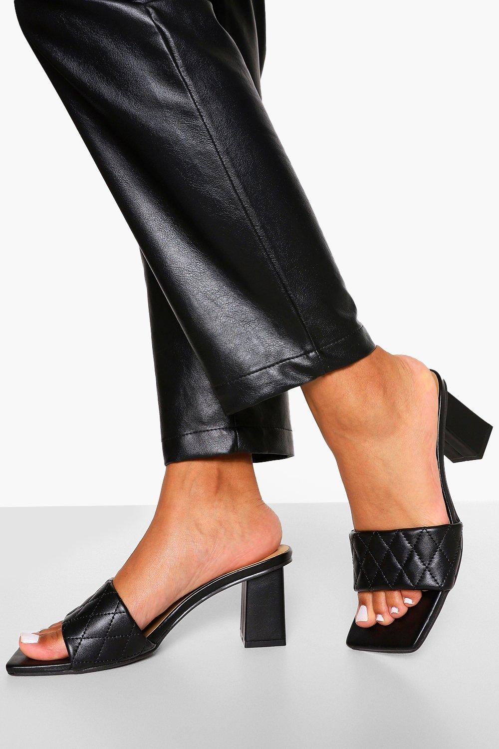 Womens Quilted Upper Mule - Black - 7 | Boohoo.com (US & CA)