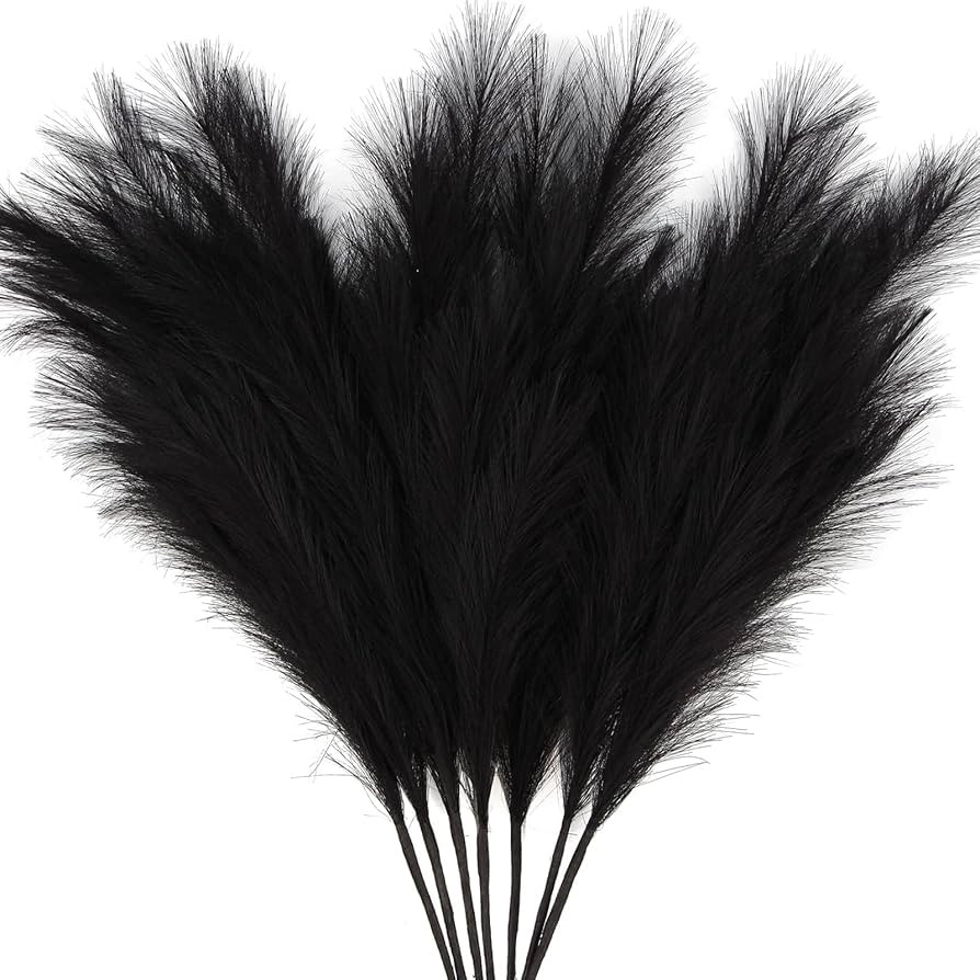 ZIFTY 7-Pcs 38"/3.1FT Black Pampas Grass Large Tall Fluffy Artificial Fake Black Flowers Gothic D... | Amazon (US)