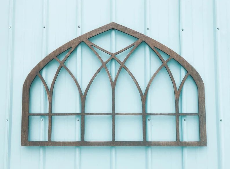 TWIN Large Intersecting Vintage Inspired Wooden Window Frame Arched Hanging Headboard | Etsy (US)