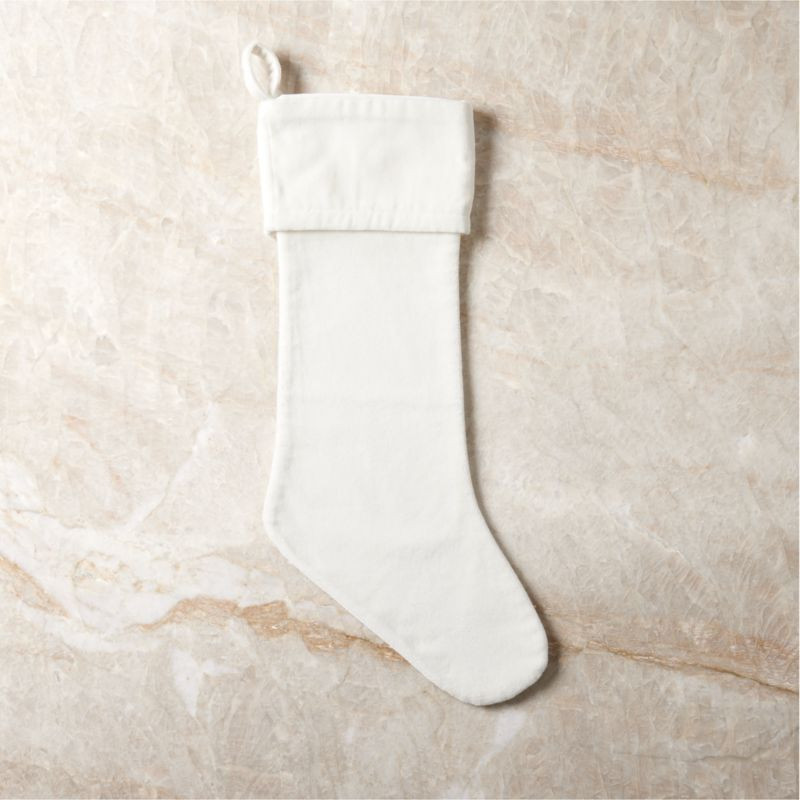Flake White Velvet Christmas Stocking | CB2 | CB2