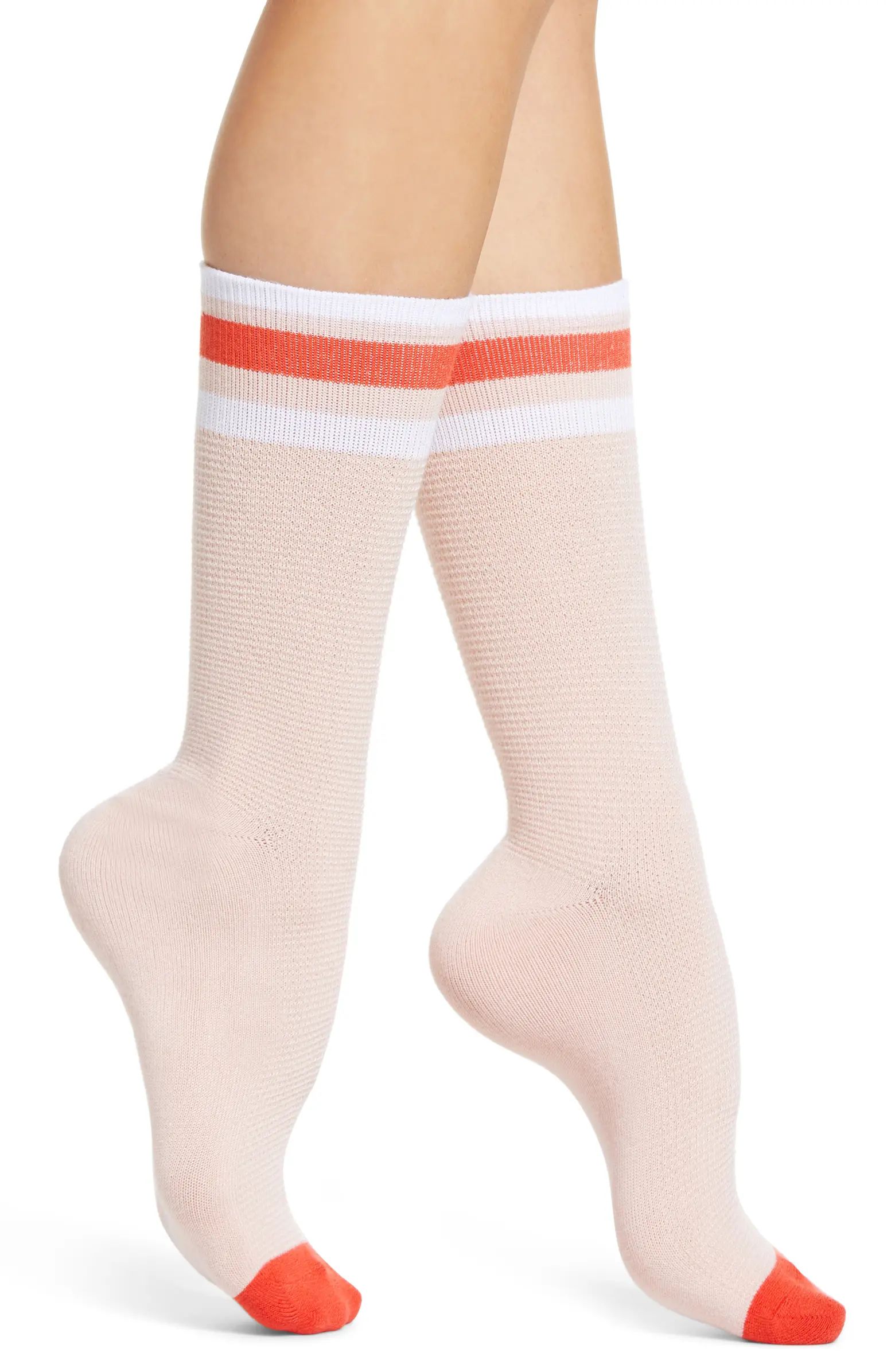 Soft Waffle Knit Varsity Crew Socks | Nordstrom