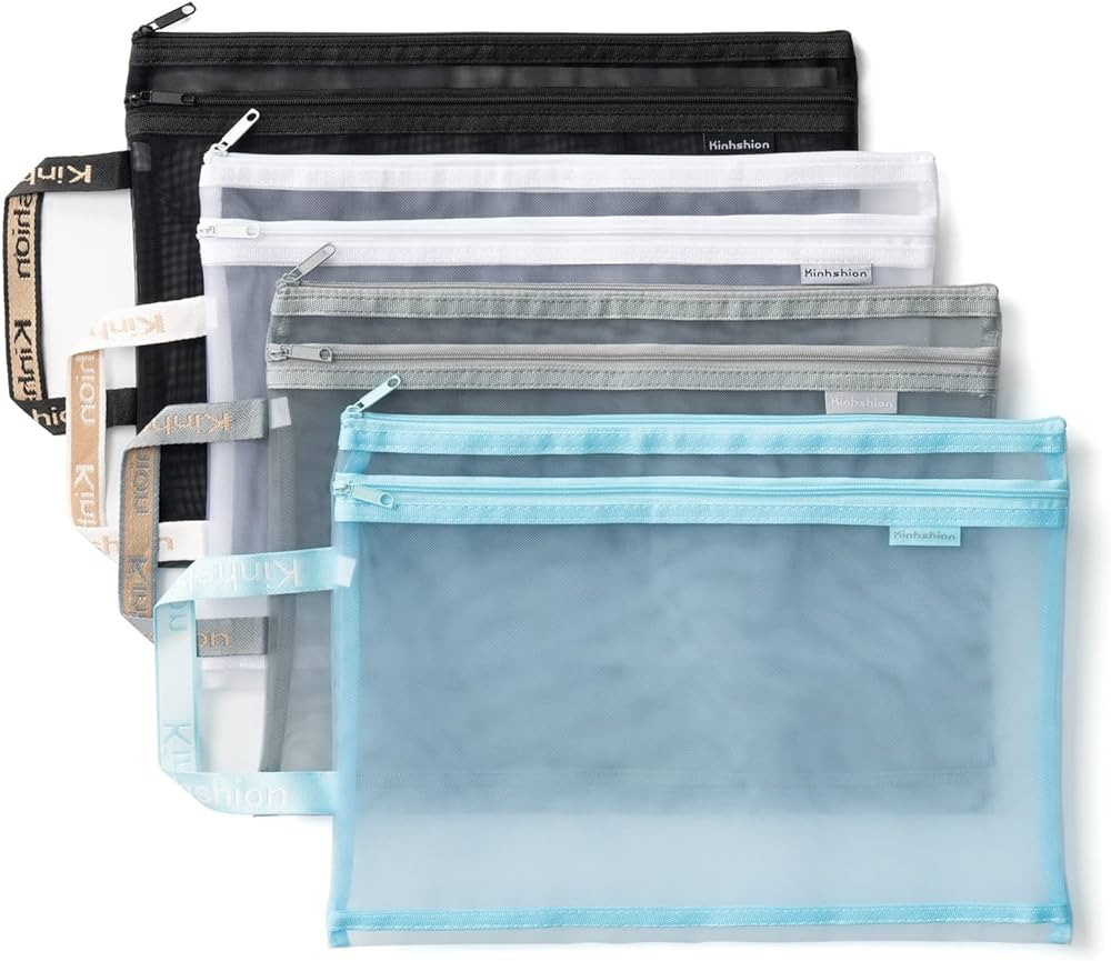 Mesh Zipper Pouch, Lightweight Nylon File Folders, A4 Document Organizer Clearly Visible Mesh Zip... | Amazon (US)