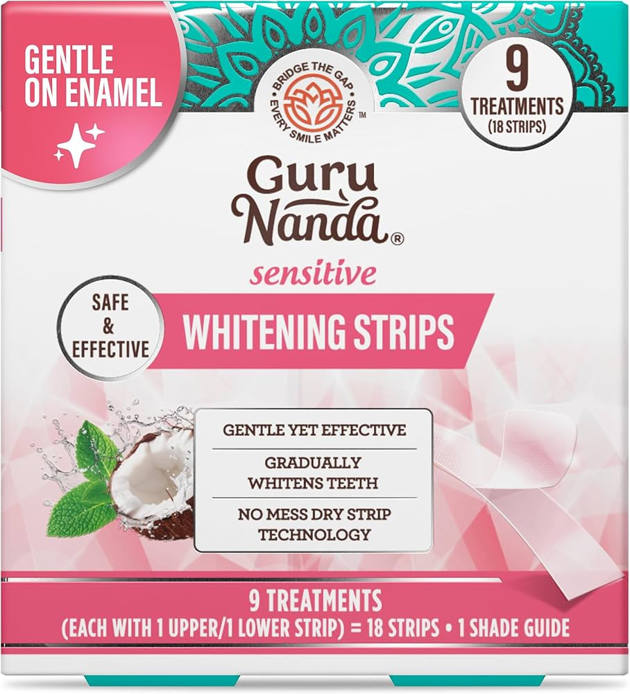 GuruNanda Tiras blanqueadoras de dientes sensibles: tratamiento de 9 d\u00edas, f\u00f3rmula suav... | Amazon (US)