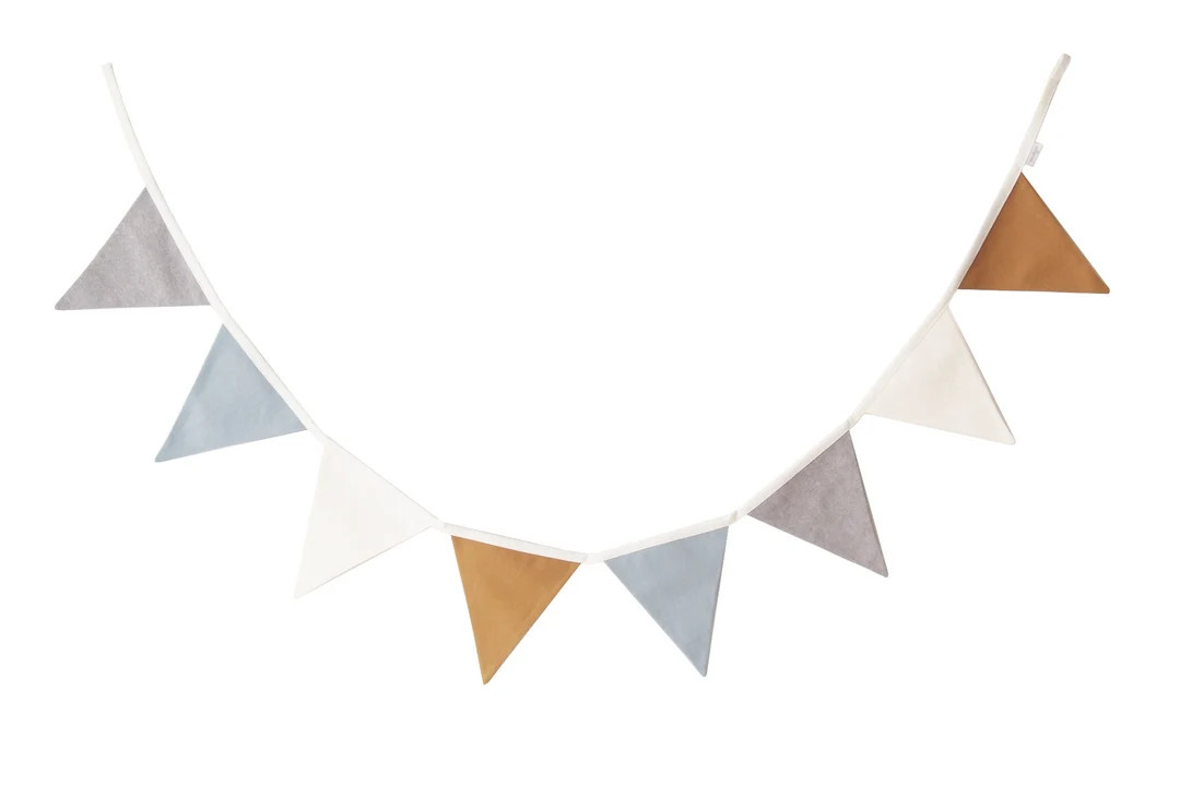 Blue Gray LINEN Flag Bunting Banner, Fabric Flag Garland, Fabric Flag Banner, Fabric bunting garl... | Etsy (US)