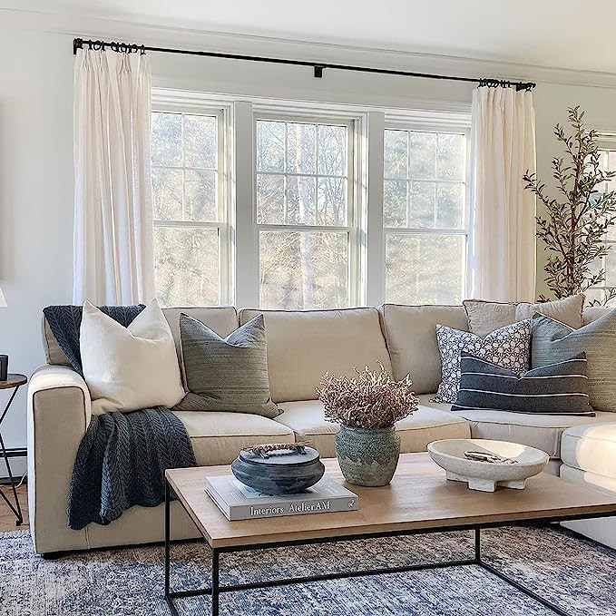 TWOPAGES Isabella Customizable Cotton Linen Textured Curtain for Living Room Bedroom Custom Made ... | Amazon (US)