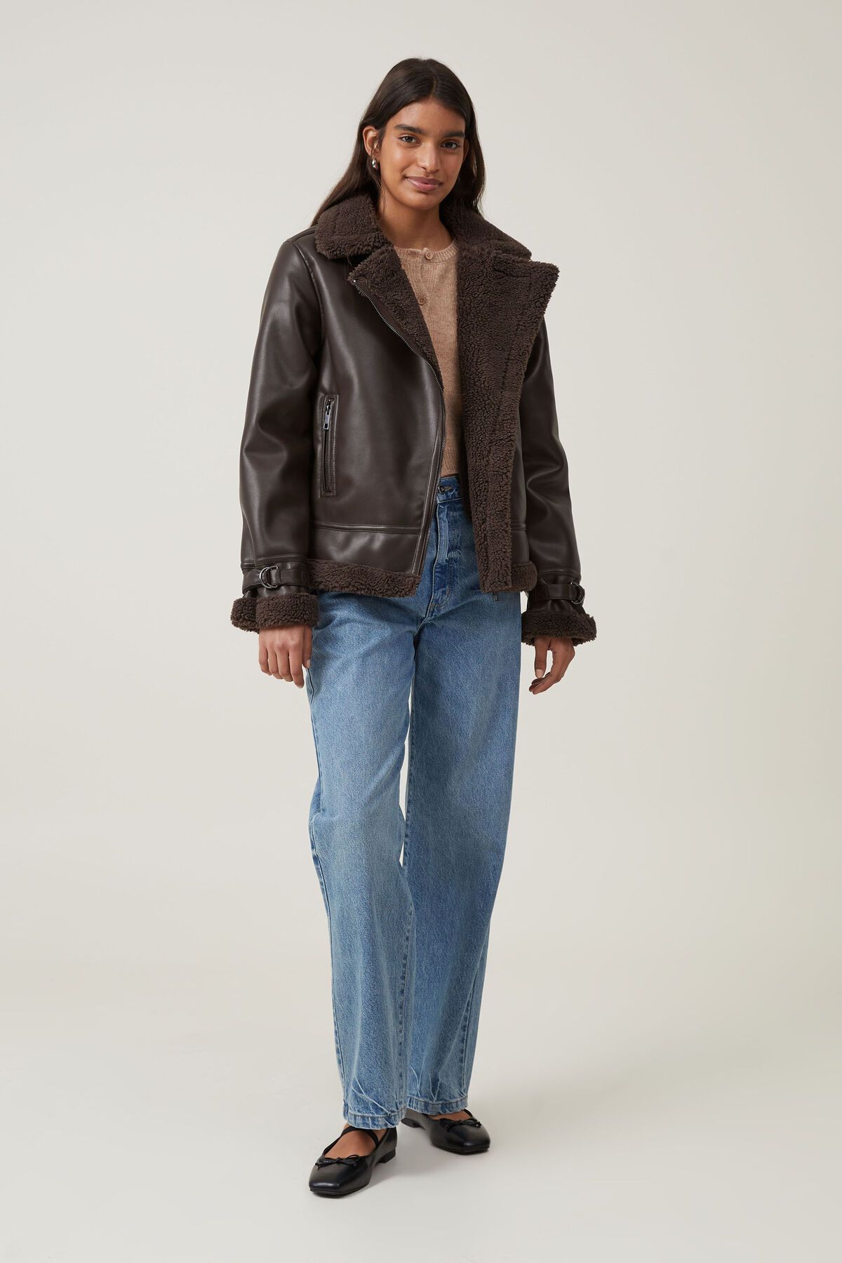 Faux Leather Aviator Jacket | Cotton On (US)