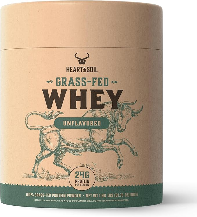 HEART & SOIL 100% Grass Fed Protein Powder – Single Ingredient: Whey Protein Concentrate - UNFL... | Amazon (US)