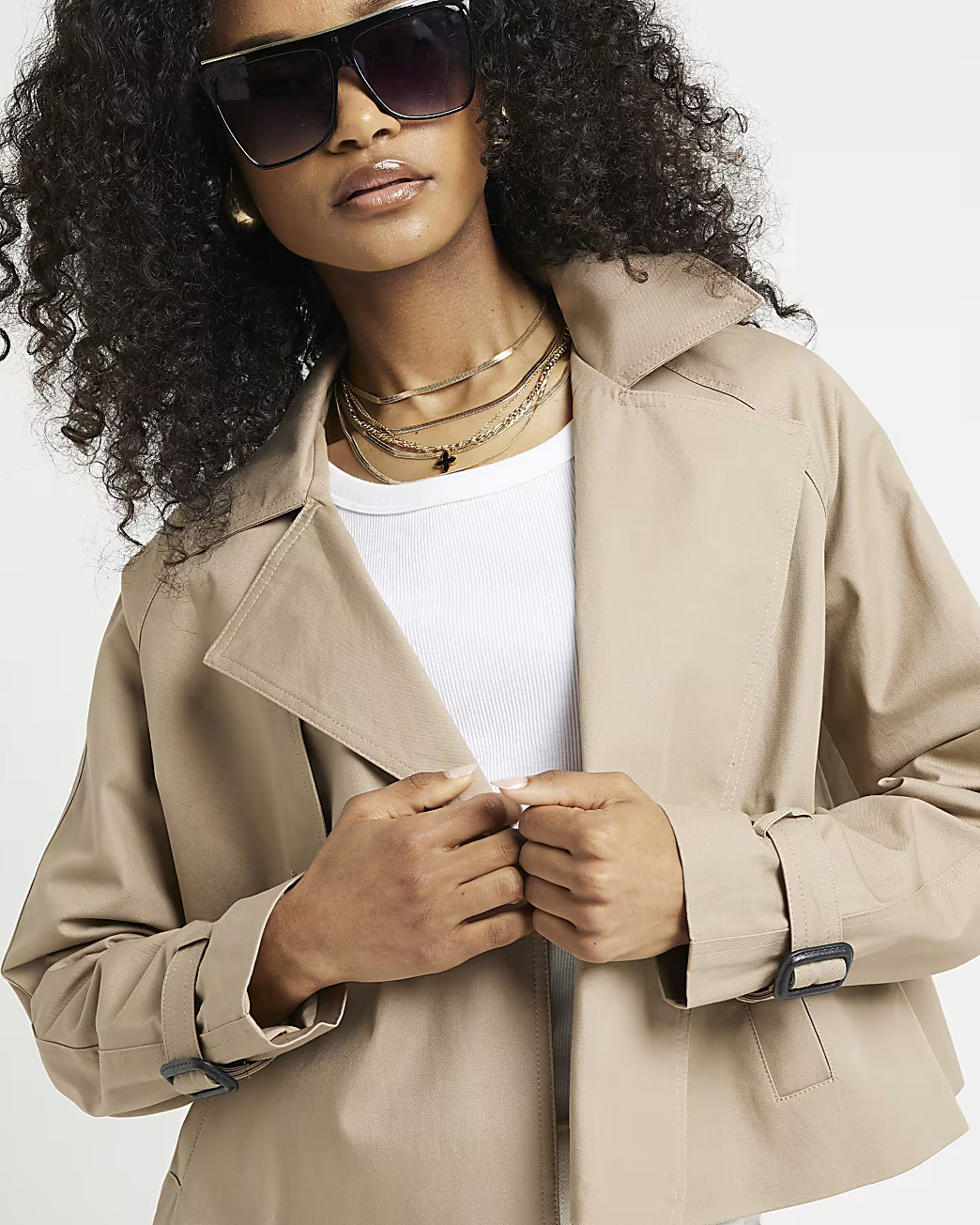 River Island Womens Beige Crop Trench Coat | River Island (UK & IE)