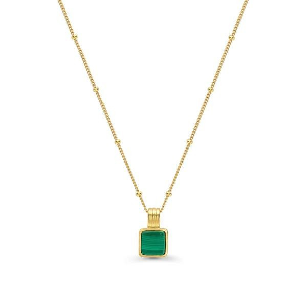 Lucy Williams Square Malachite Gold Necklace | Missoma