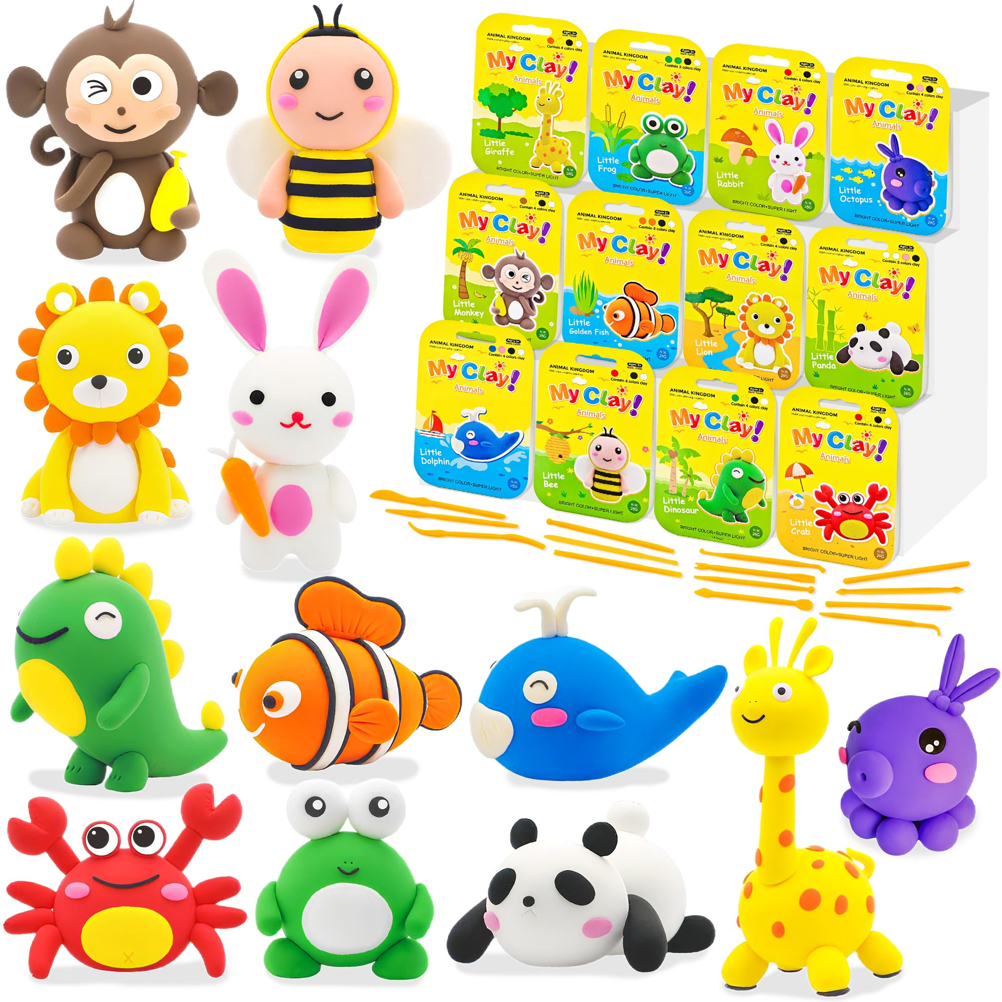 LanMa Air Dry Clay Kit for Kids, 12 Pack Animal Air-Dry Art Kits with Ultra Light & Soft Modeling... | Amazon (US)