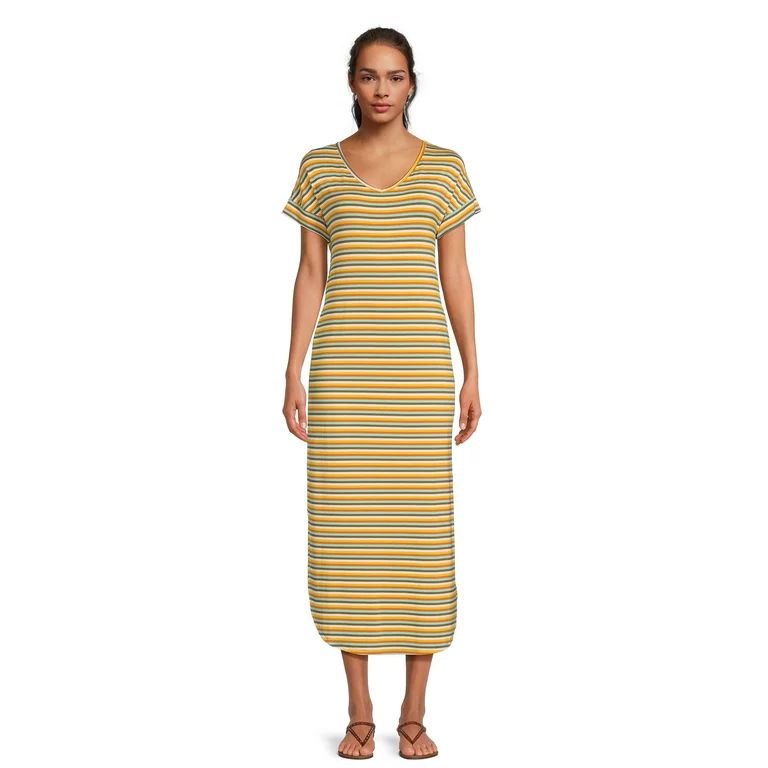 Time and Tru Women's Knit Maxi Dress with Short Sleeves, Sizes XS-XXXL | Walmart (US)