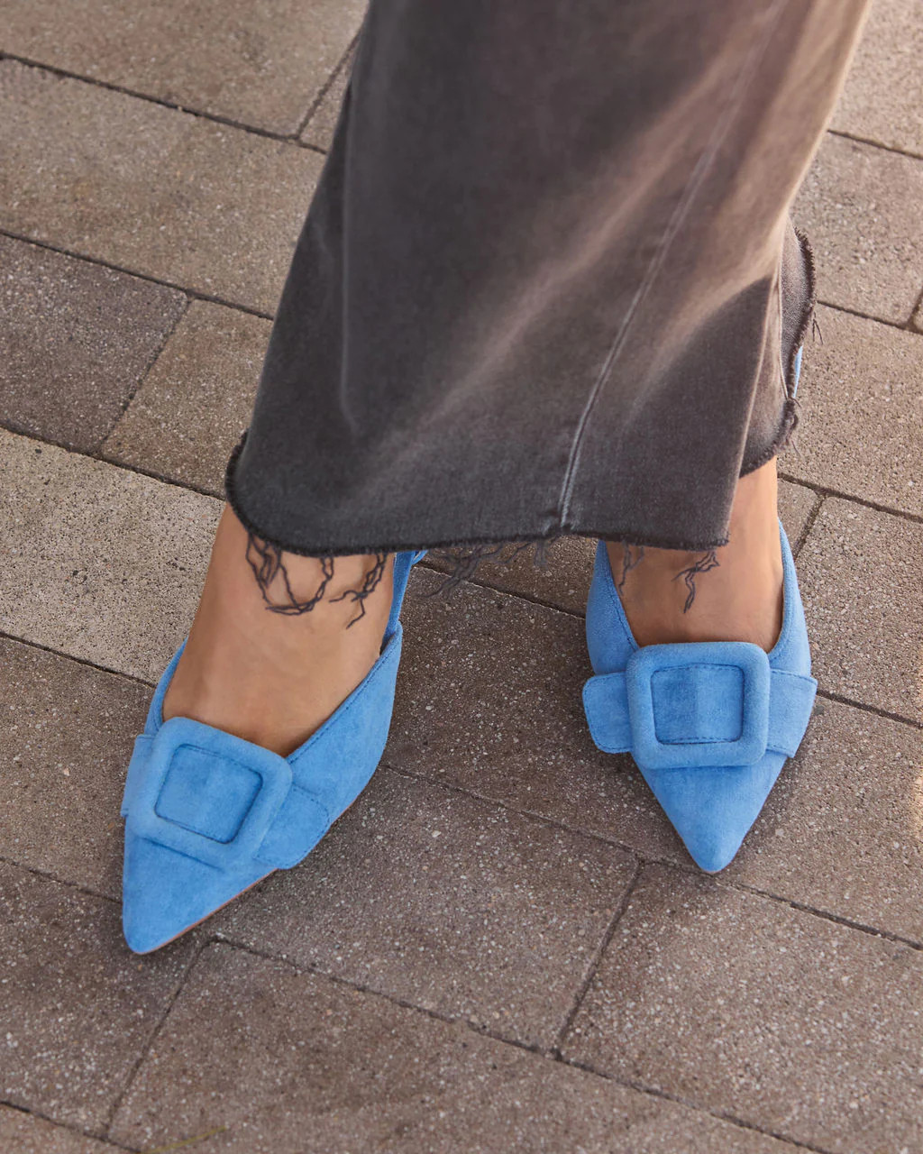 Shelbey Suede Buckle Slingback Heels | VICI