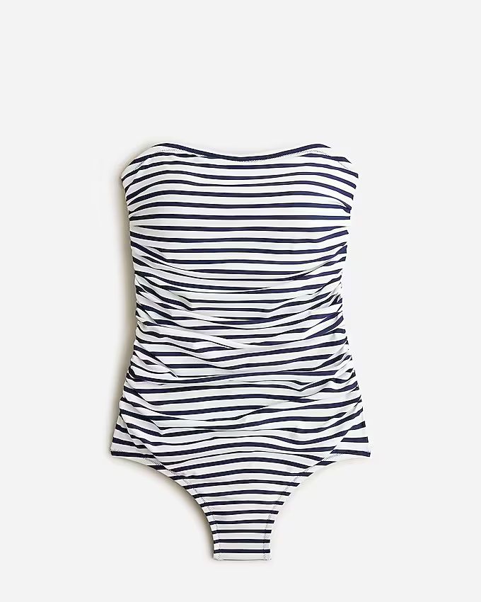 Ruched bandeau one-piece in stripe | J.Crew US