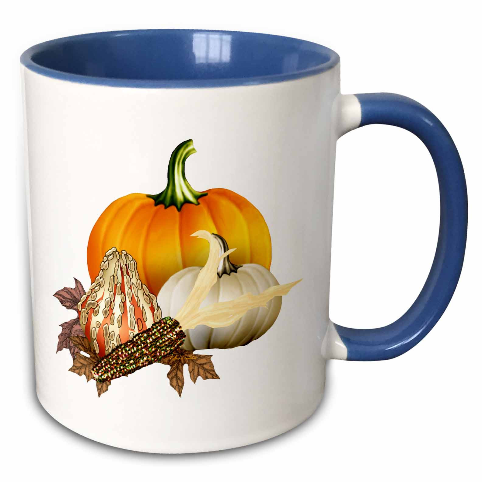 3dRose Colorful Pumpkins, corn and Autumn leaves to celebrate the Fall harvest - Two Tone Blue Mu... | Walmart (US)