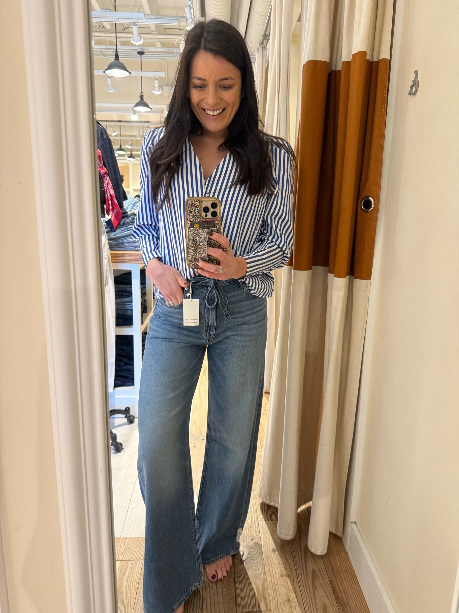 On sale for the @Madewell sale! Wearing my tts. The best airy denim with the tie detail.

#LTKxMadewell #LTKSaleAlert