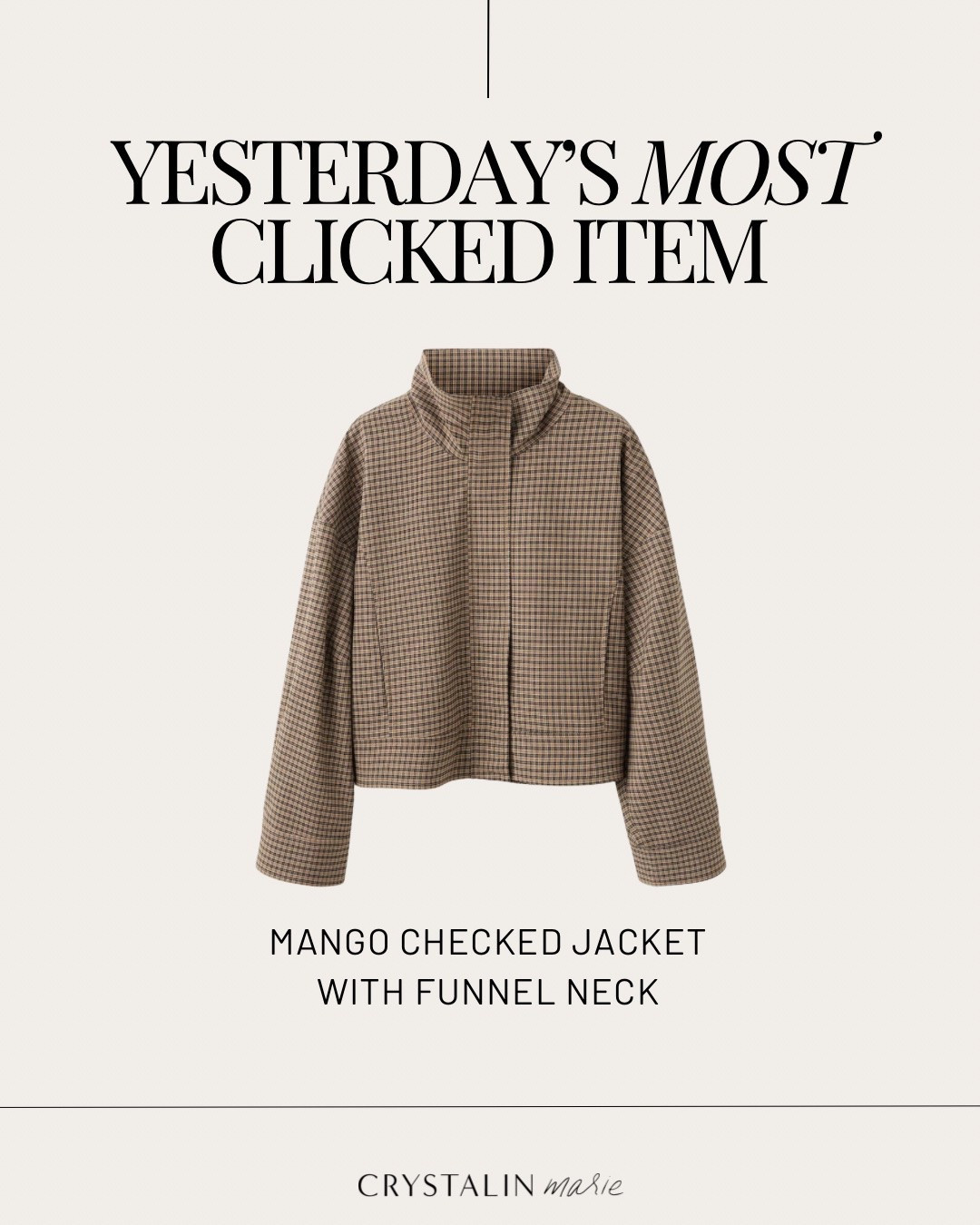 Mango checked funnel neck jacket 😍 TTS- i have the xs.

#LTKPetite #LTKOver40 #LTKmomlife