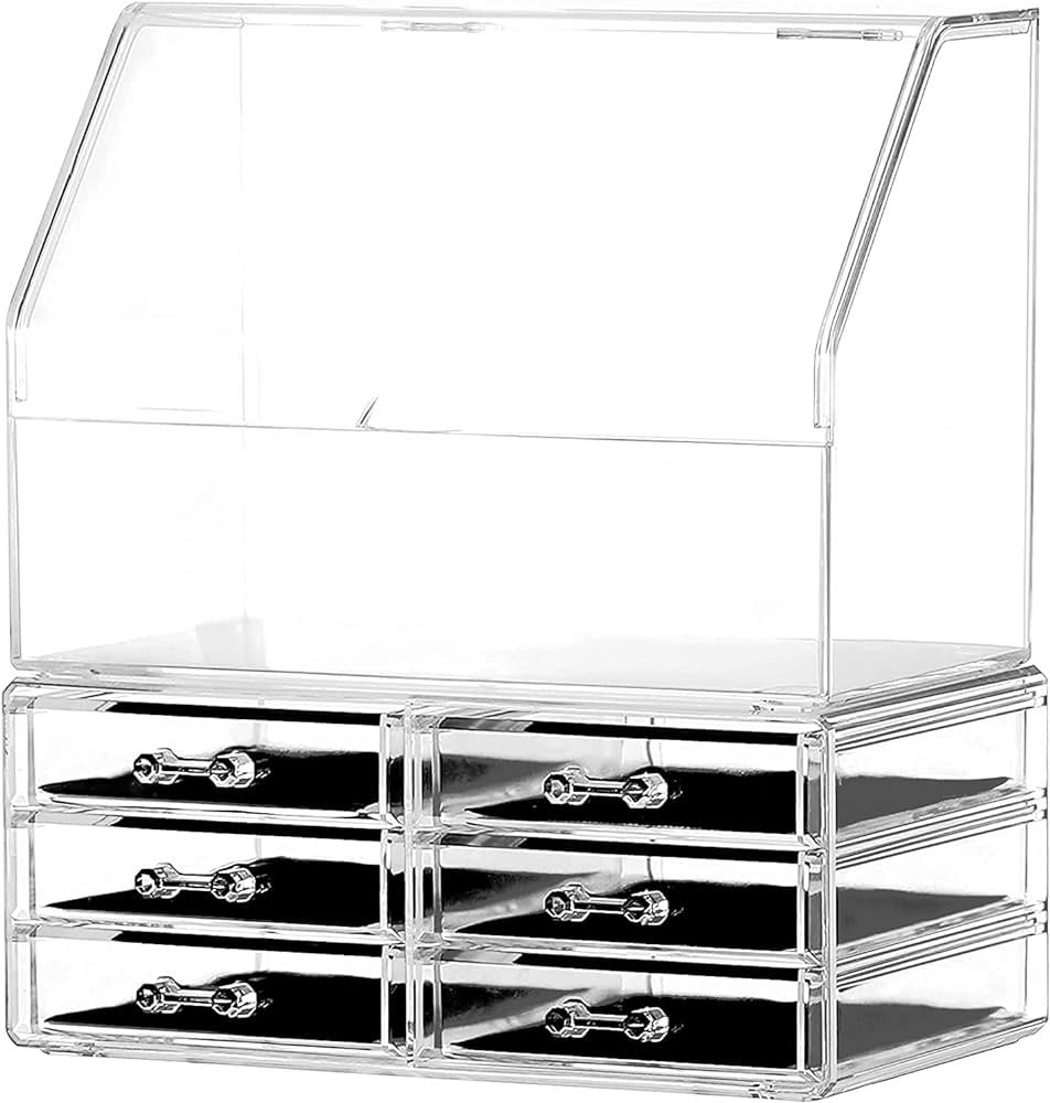 Cq acrylic Cosmetic Display Cases With LId Dust Water Proof for Bathroom Countertop Stackable Lar... | Amazon (US)