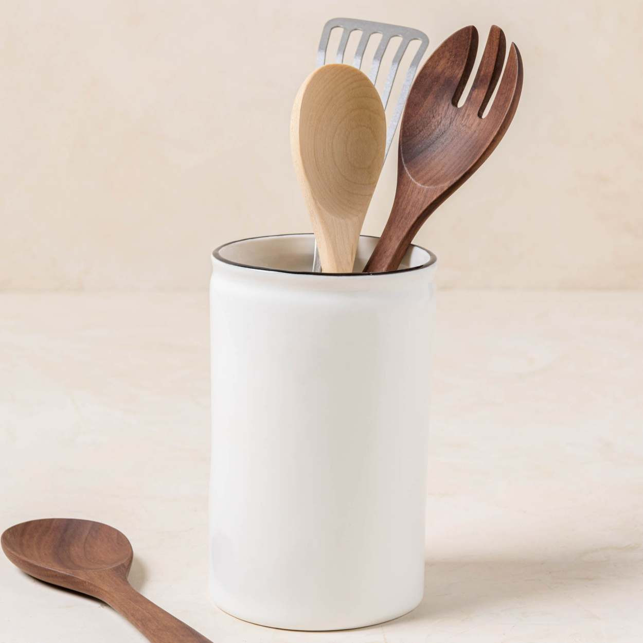 Magnolia Black Rim Ceramic Utensil Holder | Magnolia