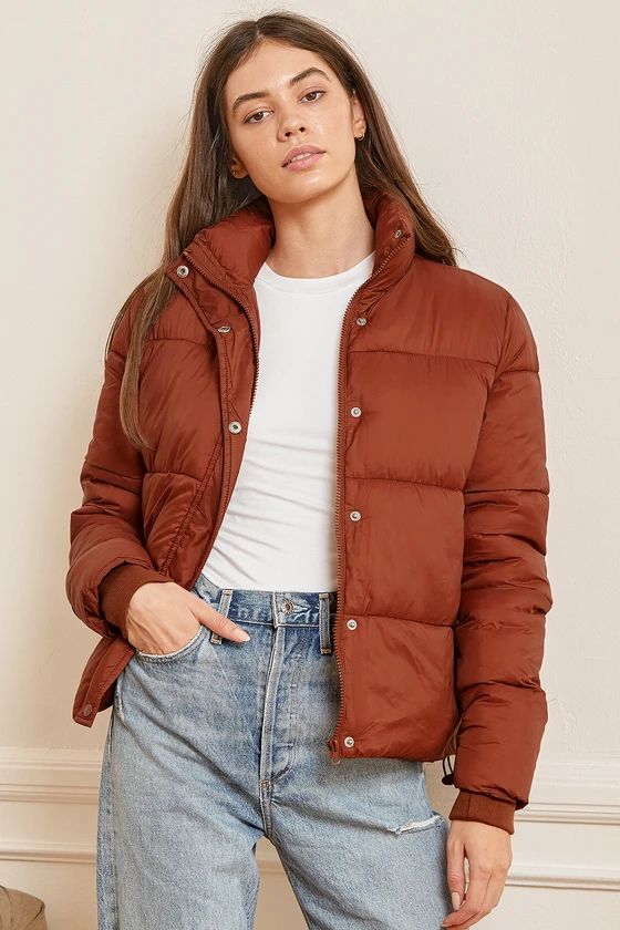 Aliyah Rust Brown Quilted Puffer Jacket | Lulus (US)