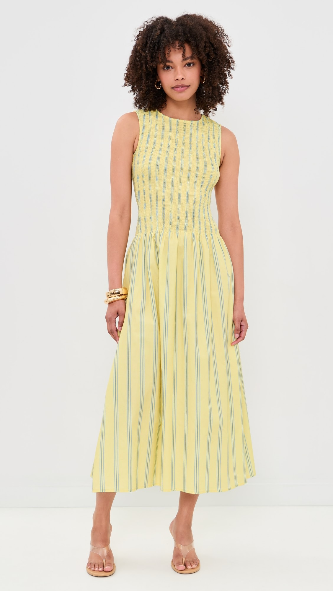 Striped Ruched Mesh Dress | Shopbop