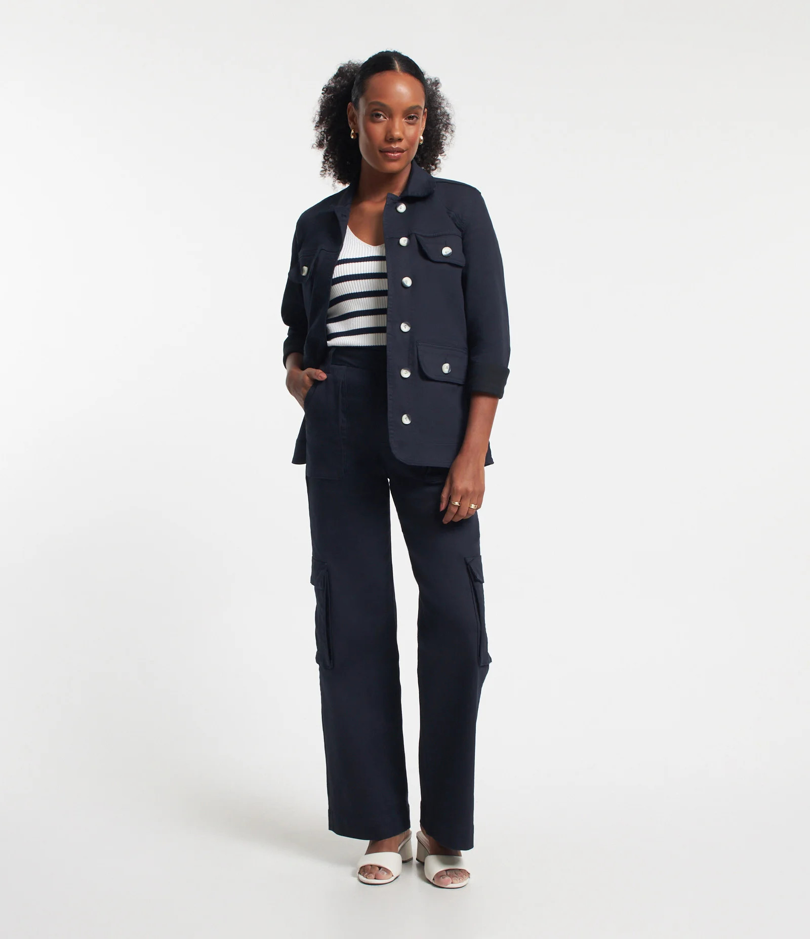 Calça Reta em Sarja com Bolsos Cargo Azul Escuro - Lojas Renner | Renner (BR)