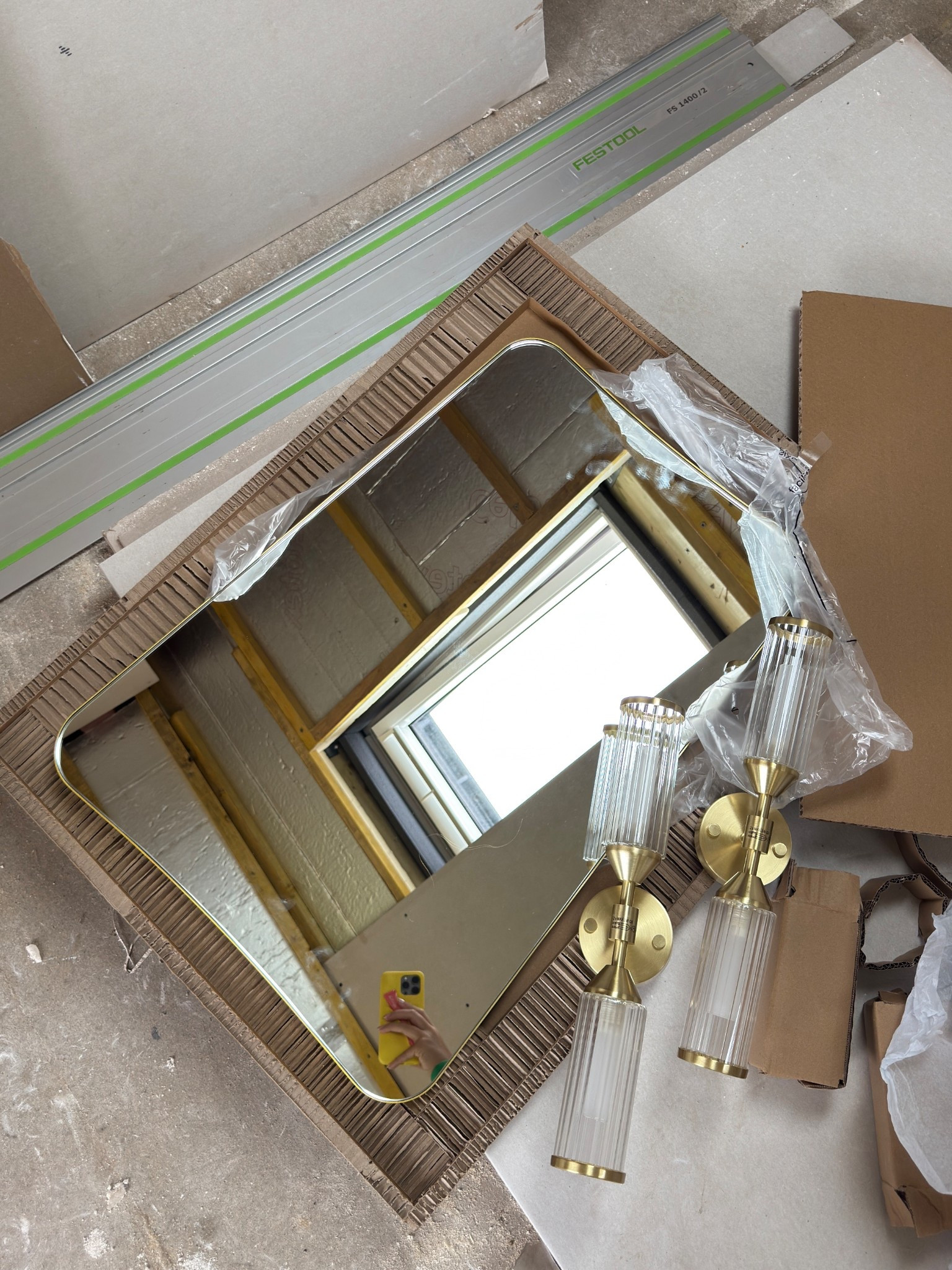 En suite bathroom mirror and wall lights 🎀

#LTKHome #LTKSeasonal