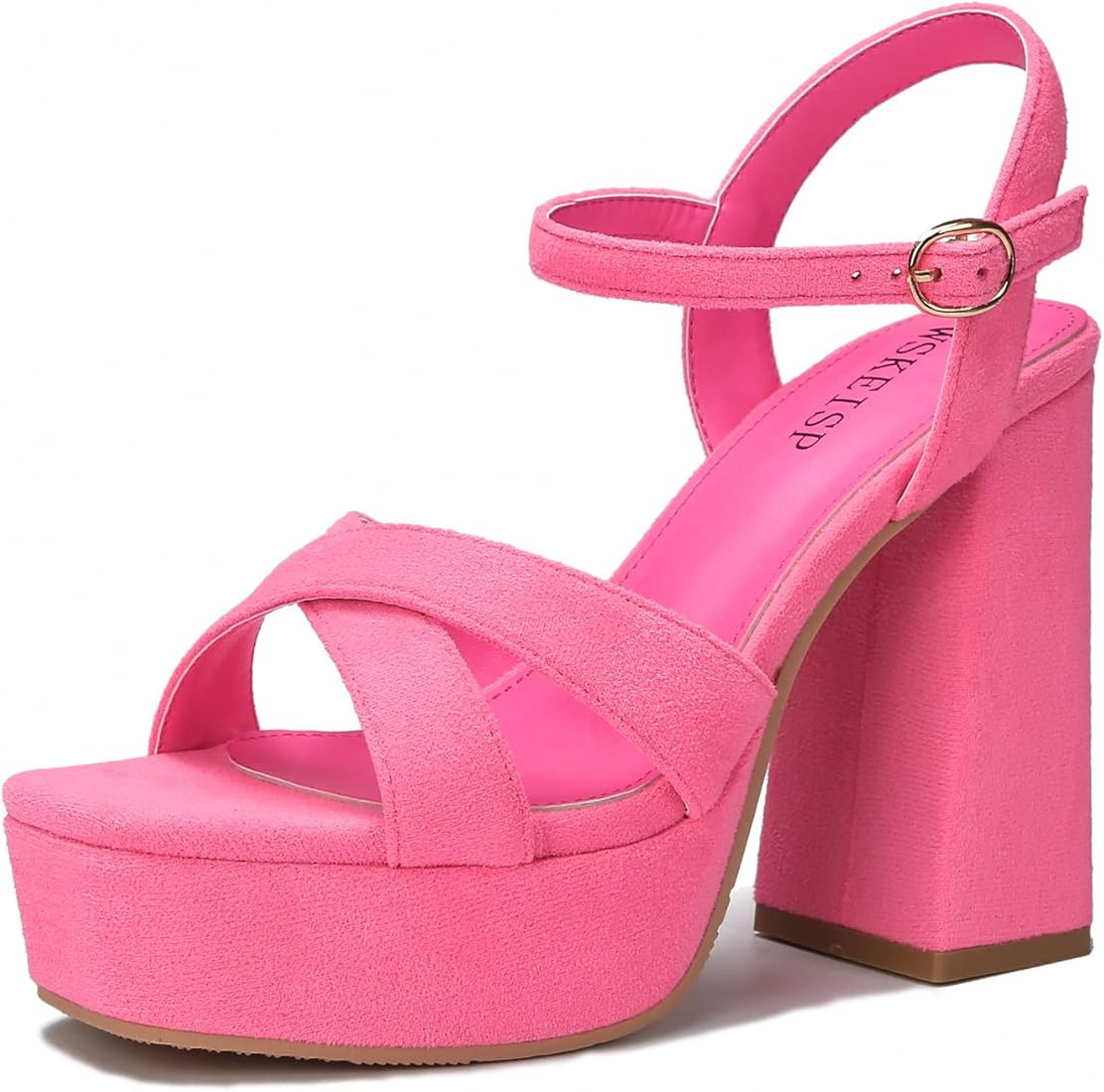 WSKEISP Platform Heels for Women Chunky High Heel Sandals Ankle Strap Fashion Sexy Wedding Evenin... | Amazon (US)