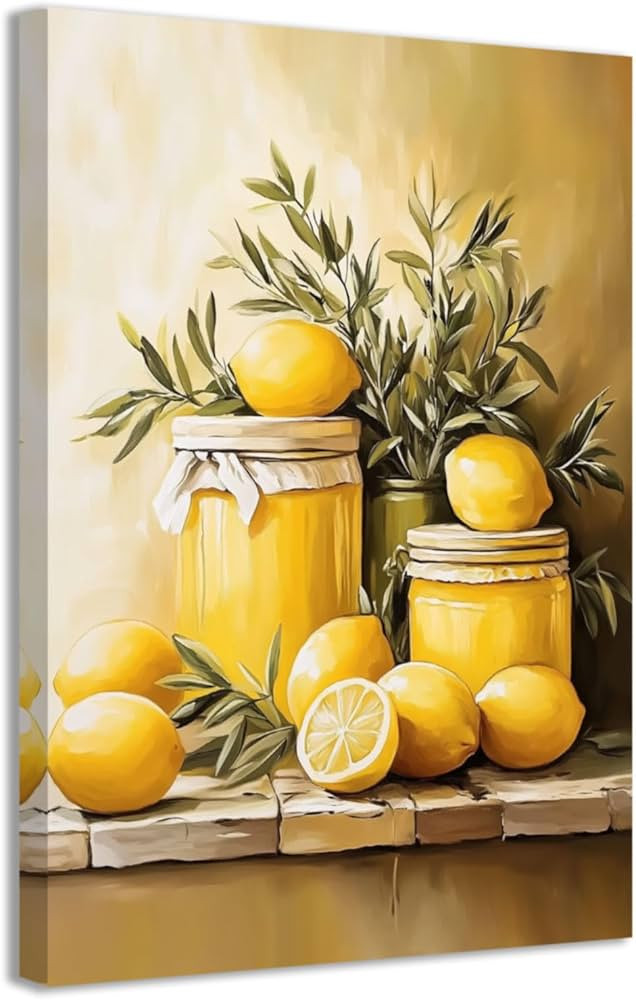 CCWACPP Lemon Painting Wall Art Vintage Kitchen Wall Decor Canvas Citrus Fruit Pictures Prints Ki... | Amazon (UK)