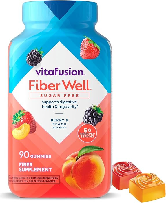 Vitafusion Fiber Well Gummies for GLP-1 Support | 5mg | 90 Count | Sugar Free Adult Gummy | Vitam... | Amazon (US)