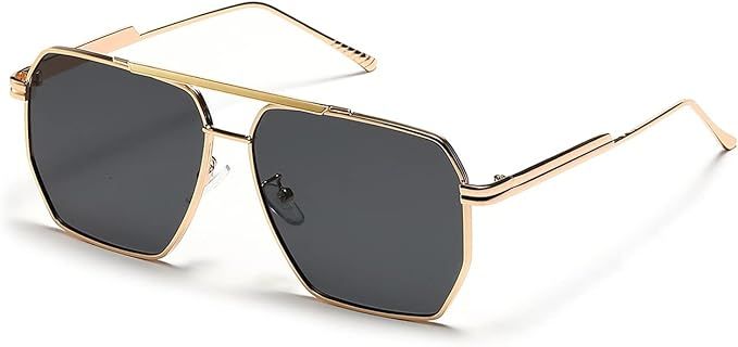 Amazon.com: Trendy Vintage Retro 70s Oversized Square Aviator Sunglasses for Women Men Designer C... | Amazon (US)