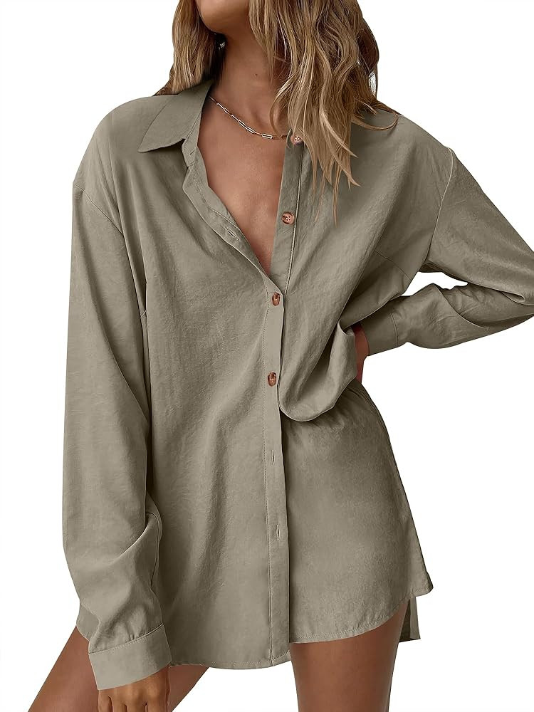 ANRABESS 2 Piece Outfits for Women Casual Pajama Lounge Sets Long Sleeve Button Down Oversized Sh... | Amazon (US)