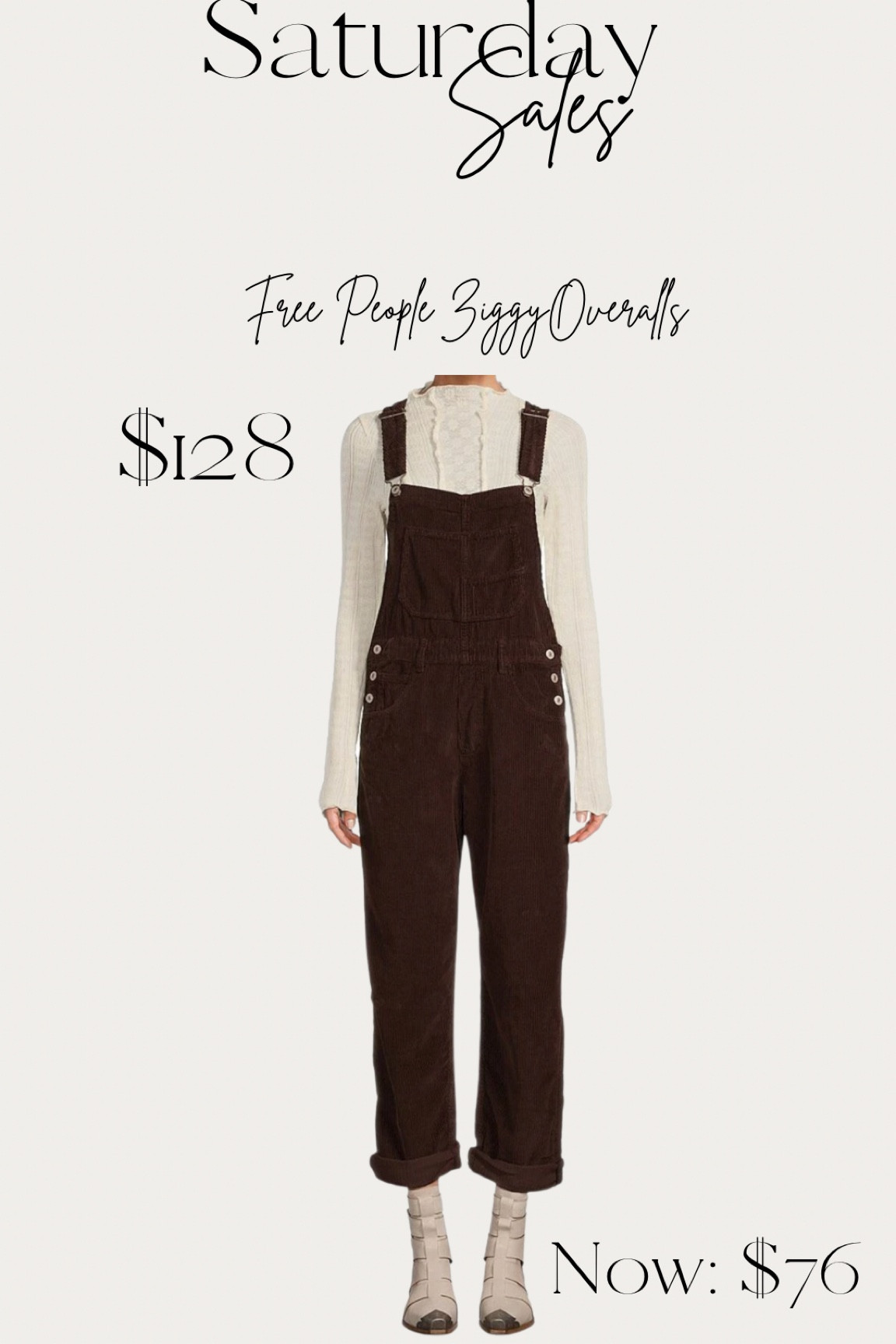 Saturday Sales: I ordered these #FreePeople courdoroy Ziggy Overalls for 50% off! These run slightly oversized.  

#LTKstyletip #LTKSale #LTKsalealert