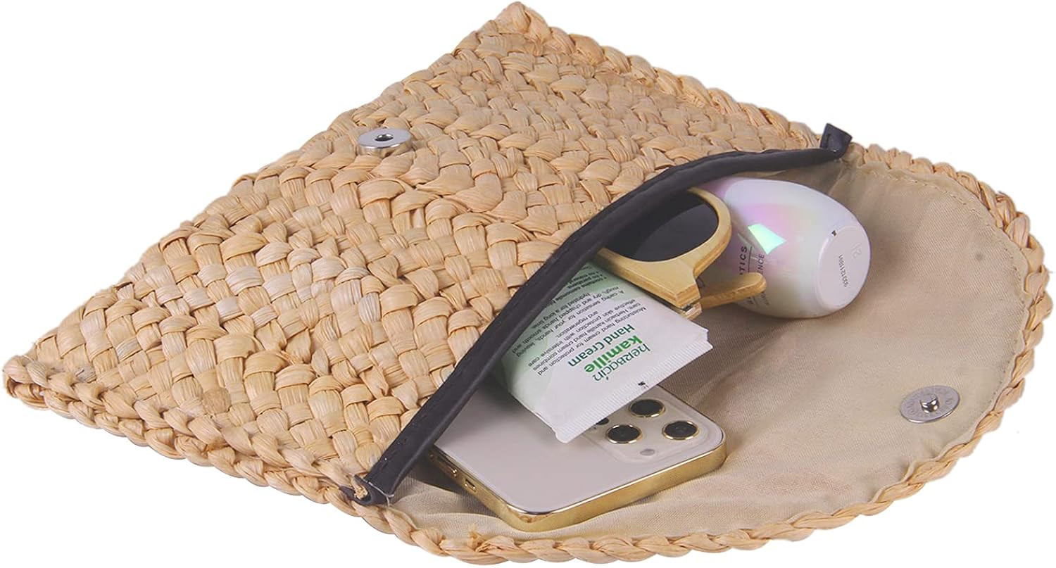 Freie Liebe Straw Clutch Purses for Women Summer Beach Bags Envelope Woven Clutch Handbags | Amazon (US)