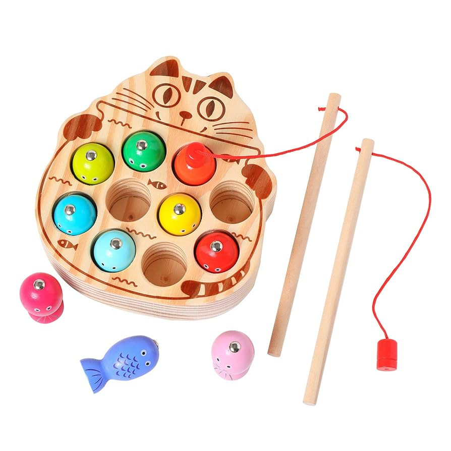 Montessori Magnetic Wooden Fishing Game for Toddlers 1-3 Years Old,Fine Motor Skills Early Learni... | Amazon (US)