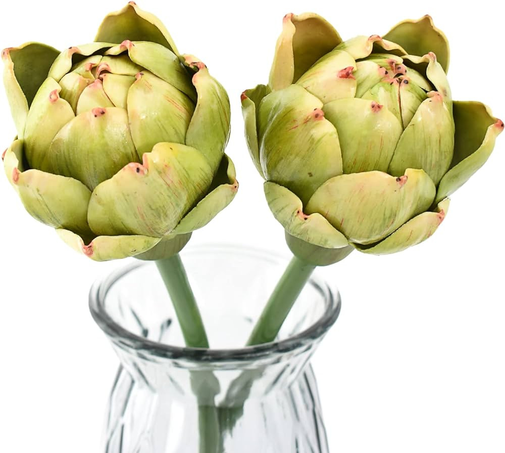 Artificial Artichokes with Stems, 2Pcs Simulation Artichokes Fake Fruits for Home Decor Kitchen W... | Amazon (US)