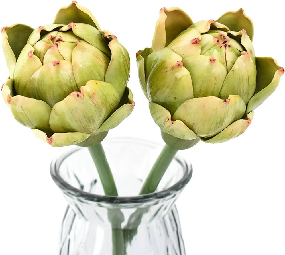 Luckforest Artificial Artichokes with Stems, 2Pcs Simulation Artichokes Fake Fruits for Home Deco... | Amazon (US)