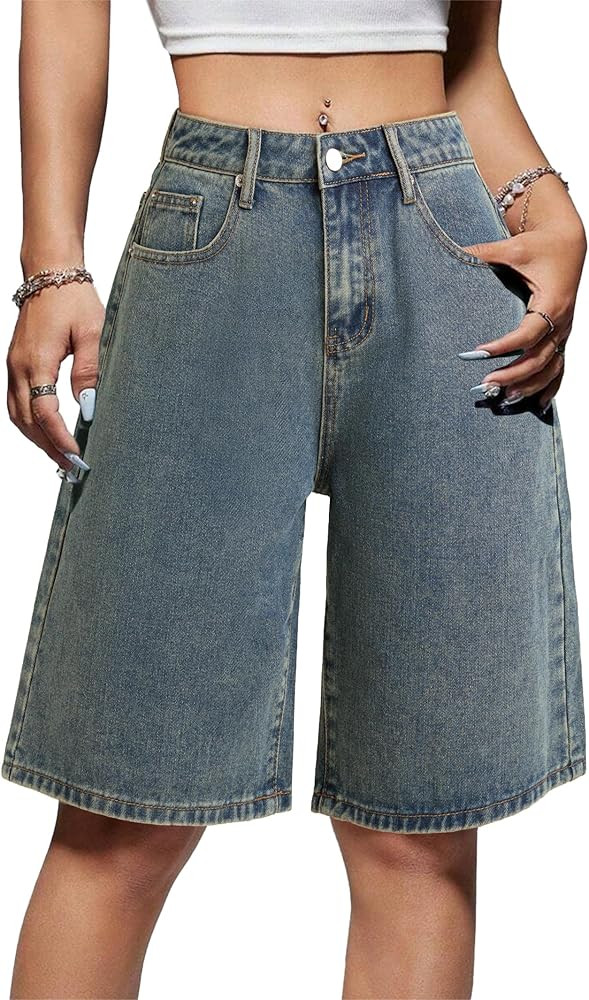 EMMIOL Women Jorts Baggy Jeans Jorts Outfits Mid-Low Waisted Denim Y2K Shorts Summer Hot Short Pa... | Amazon (US)
