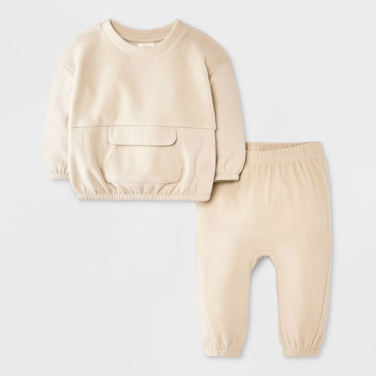 Baby Boys' 2pc Fleece Sweatshirt and Jogger Pants Set - Cat & Jack™ Tan 18M | Target
