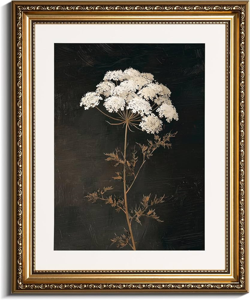 InSimSea Gold Picture Framed Wall Art, Living Room Vintage Dark Flower Wall Decor, Moody Floral B... | Amazon (US)