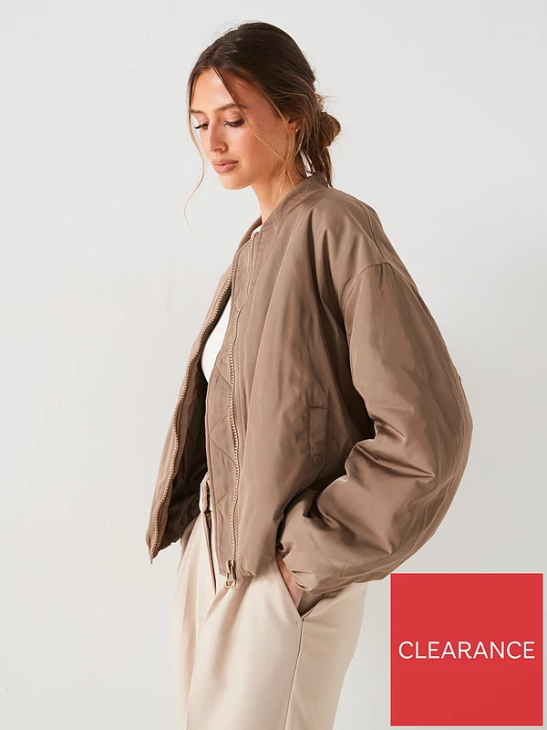 V by Very Padded Short Bomber Jacket - Beige | Very (UK)