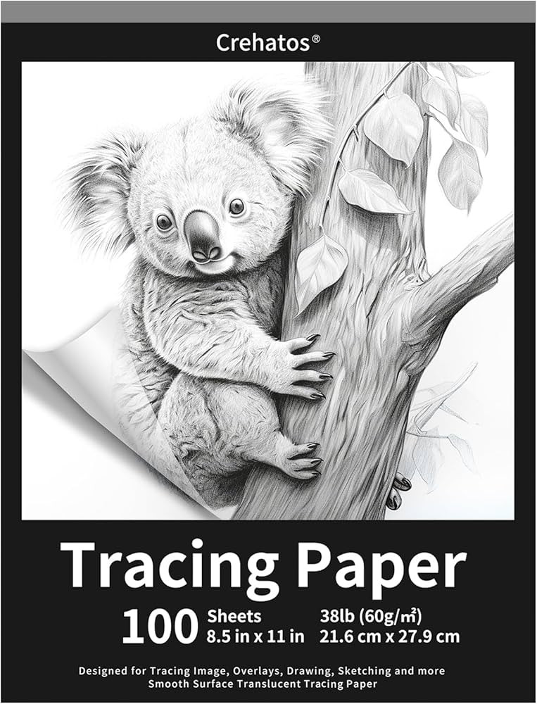 Crehatos 8.5" x 11" Tracing Paper, Translucent Tracing Pad, 100 Sheets 38lb/60gsm Vellum Art Pape... | Amazon (US)